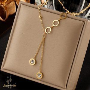 NEW 14K Yellow Gold Roman Numerals Aristocracy Luxury Necklace